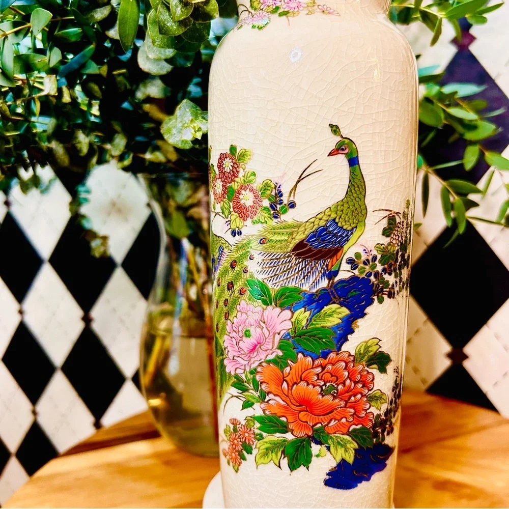 Vintage Japanese Crackle-Glaze‎ Peacock Vase – 12